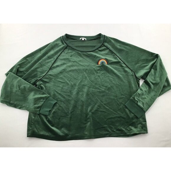 BP Sweatshirt Size 2X Be Proud Velour Green Rainbow LGBTQ+ - Picture 1 of 5